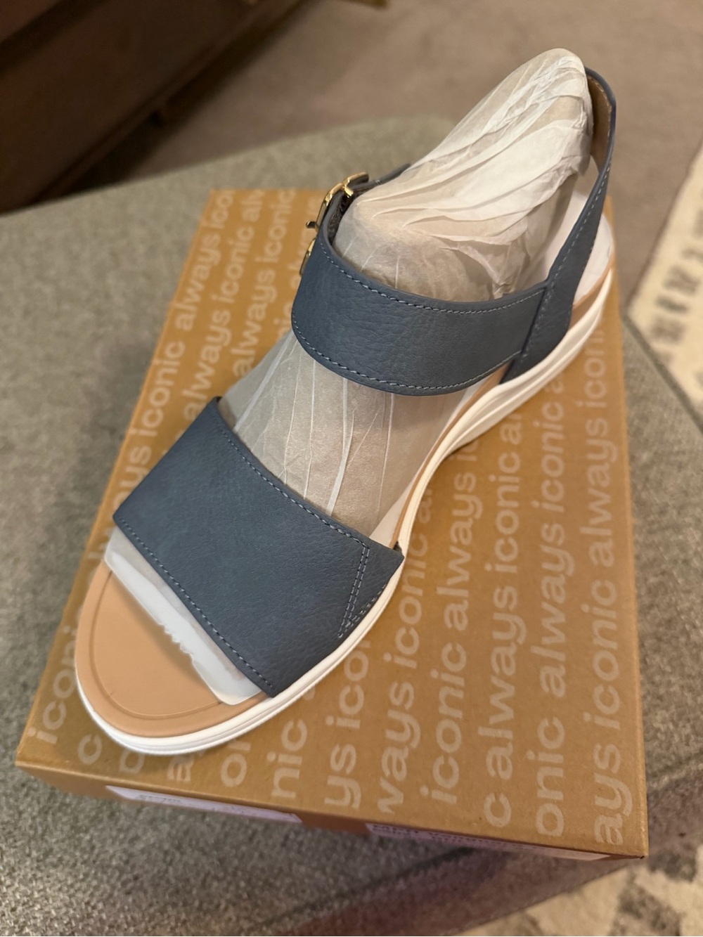 Dr. Scholl's Blue Adjustable Strap Wedge Sandal